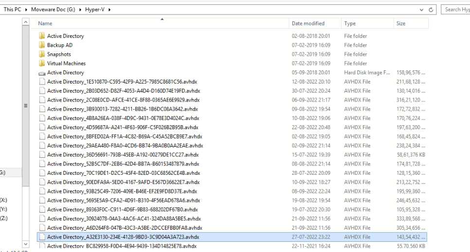 Multiple AVHDX files on Hyper V folder were VM and VHD file is stored
Catastrophic failure